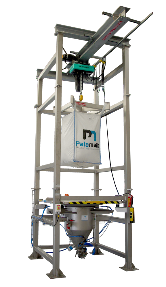 fibc big bag unloading station with electric hoist loading 